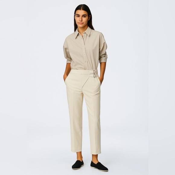 Tibi ivory high rise ankle pants wrap closure with buckle excellent Size 0 - Picture 10 of 10